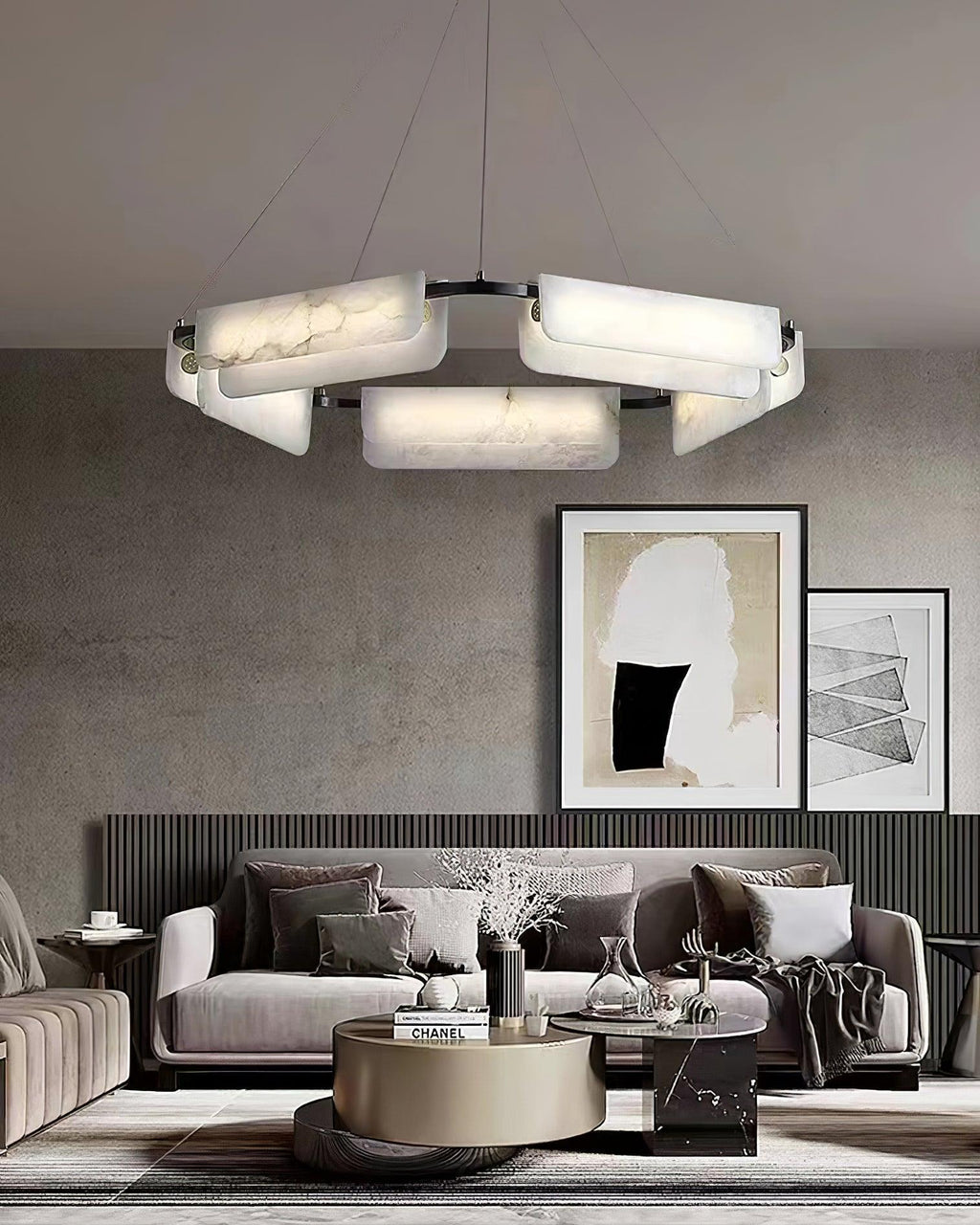 Delia Alabaster Chandelier 23.6''31.5'' by Bling Lighting Studio