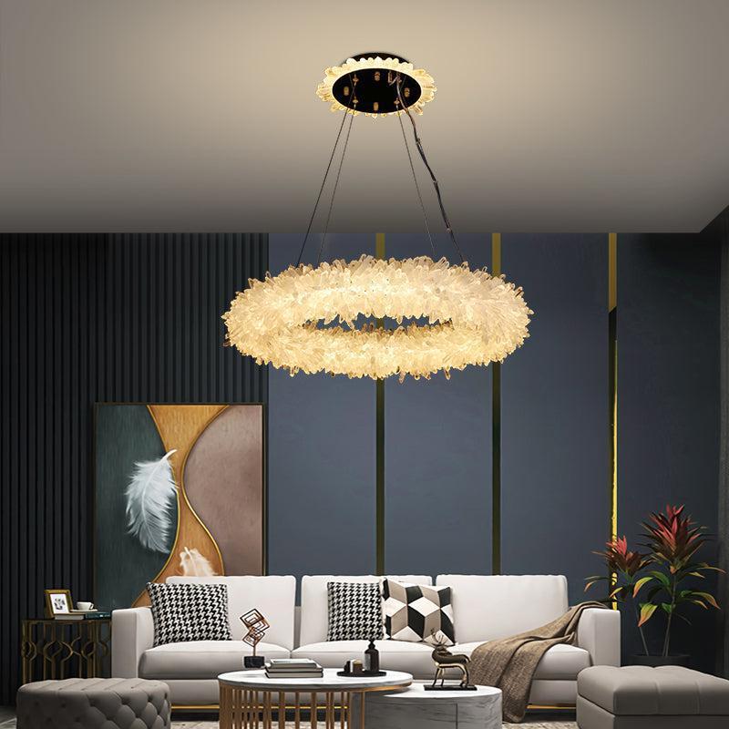 Derek Modern Rock Quartz Crystal Cluster Halo Chandelier by Bling Lighting Studio