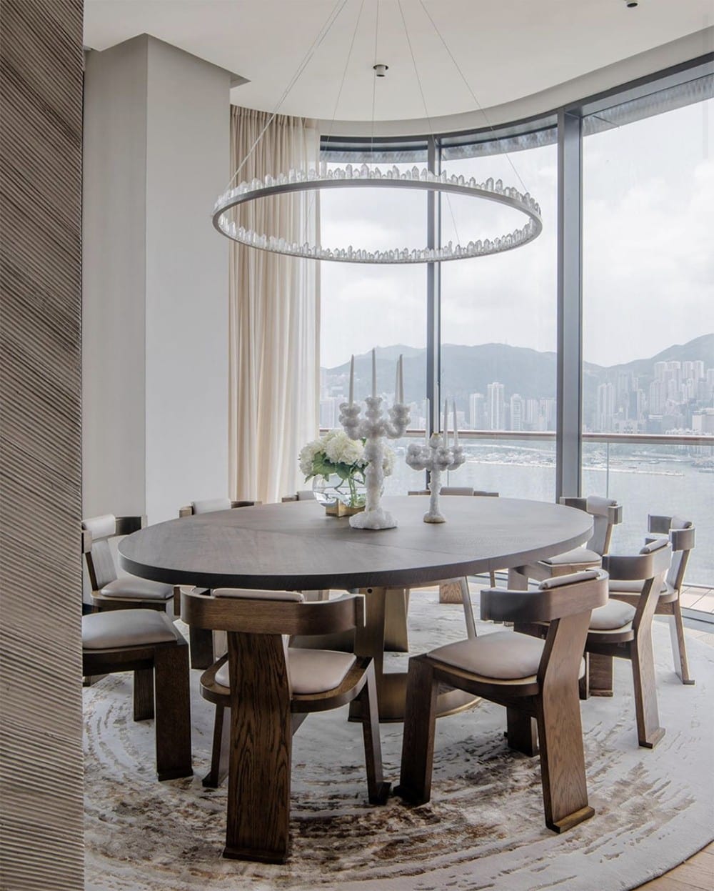 Designer 36 Inch Round Modern Chandelier Brass & Clear Geode Quartz Crystal Hanging Light product image
