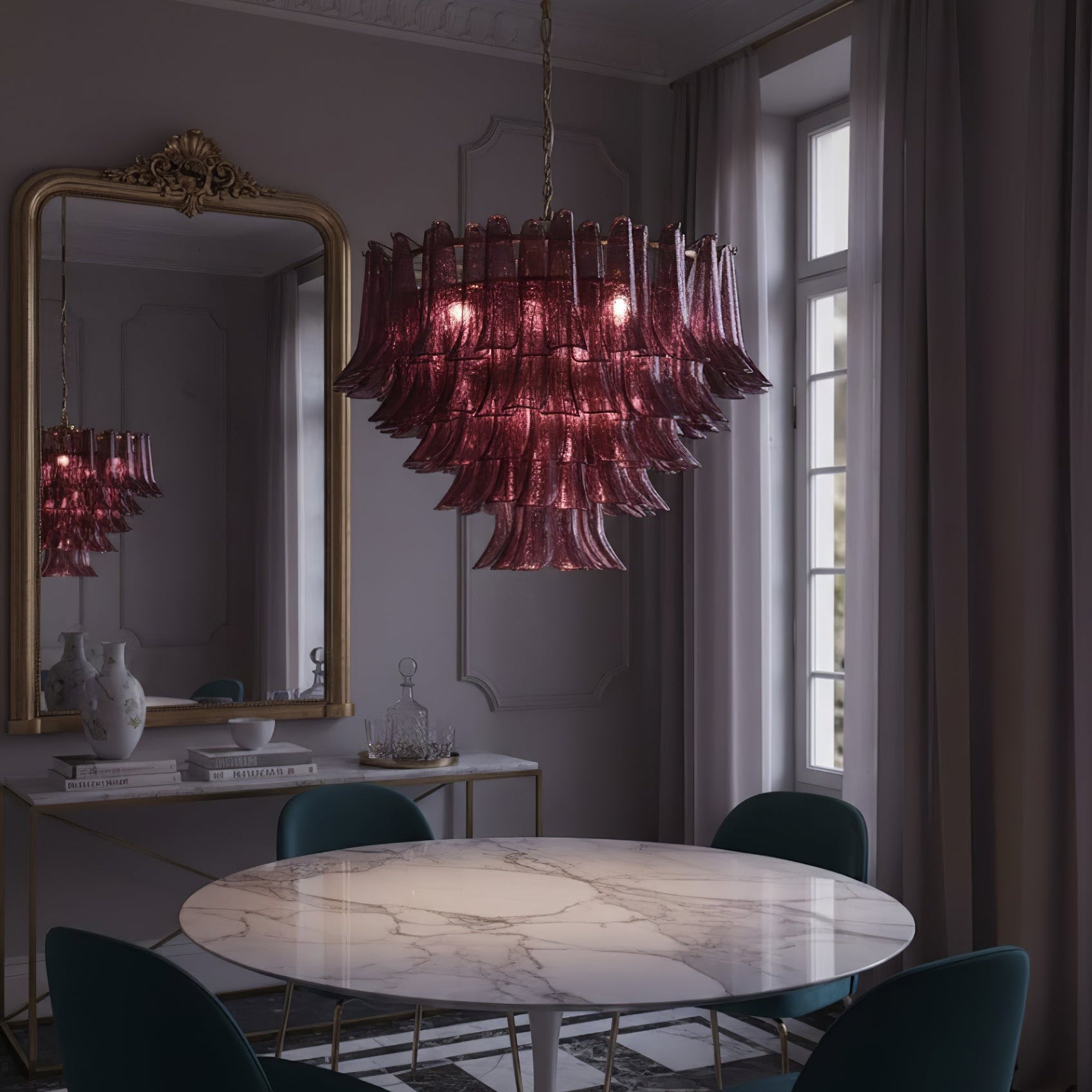 Designer Amethyst Bloom Chandelier detail view