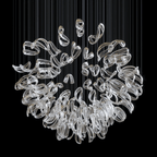 Designer Aqua Ripple Glass Art Customize Chandelier material and finish detail