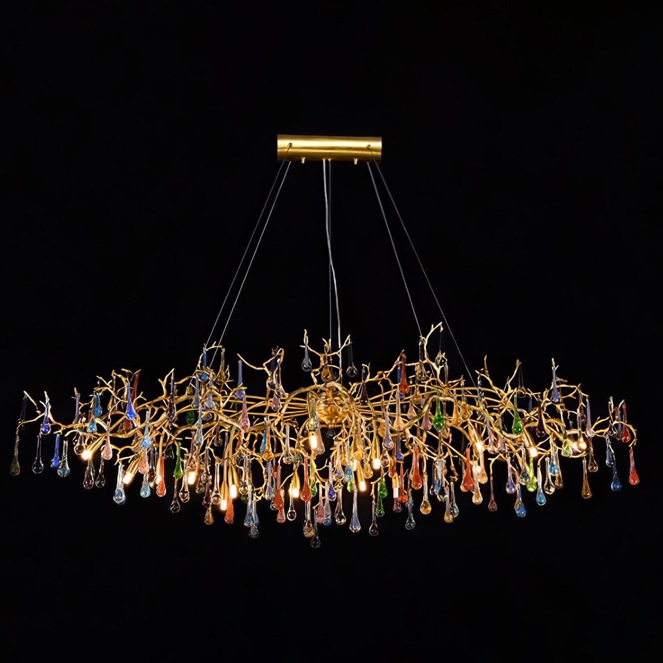 Designer Colorful Raindrop Brass Branch Chandelier product image