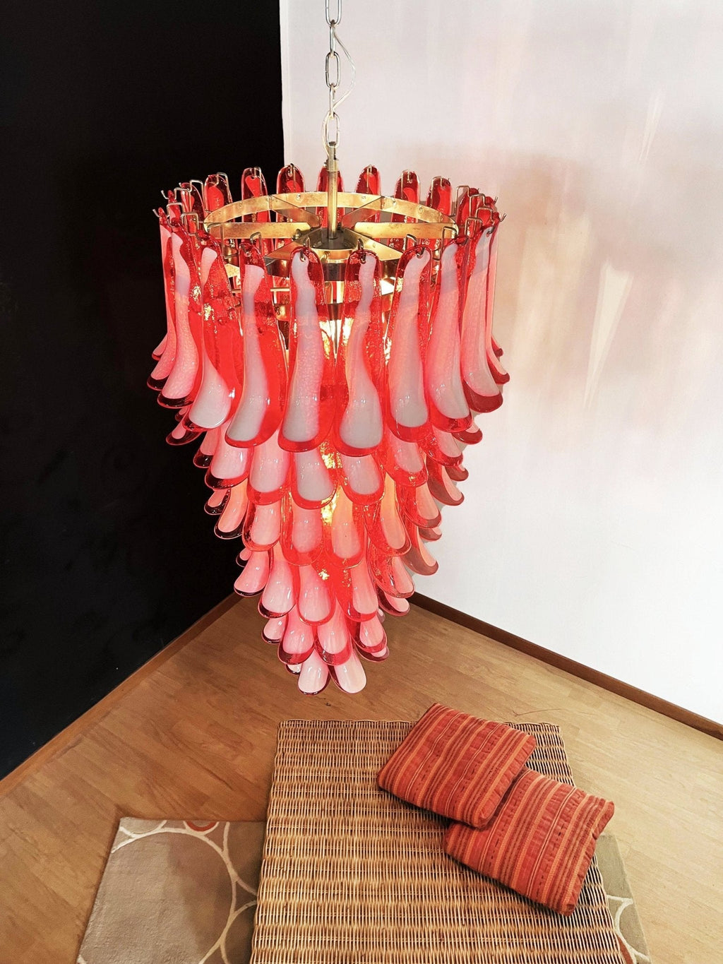 Designer Murano Red Petals Spiral Chandelier additional product view