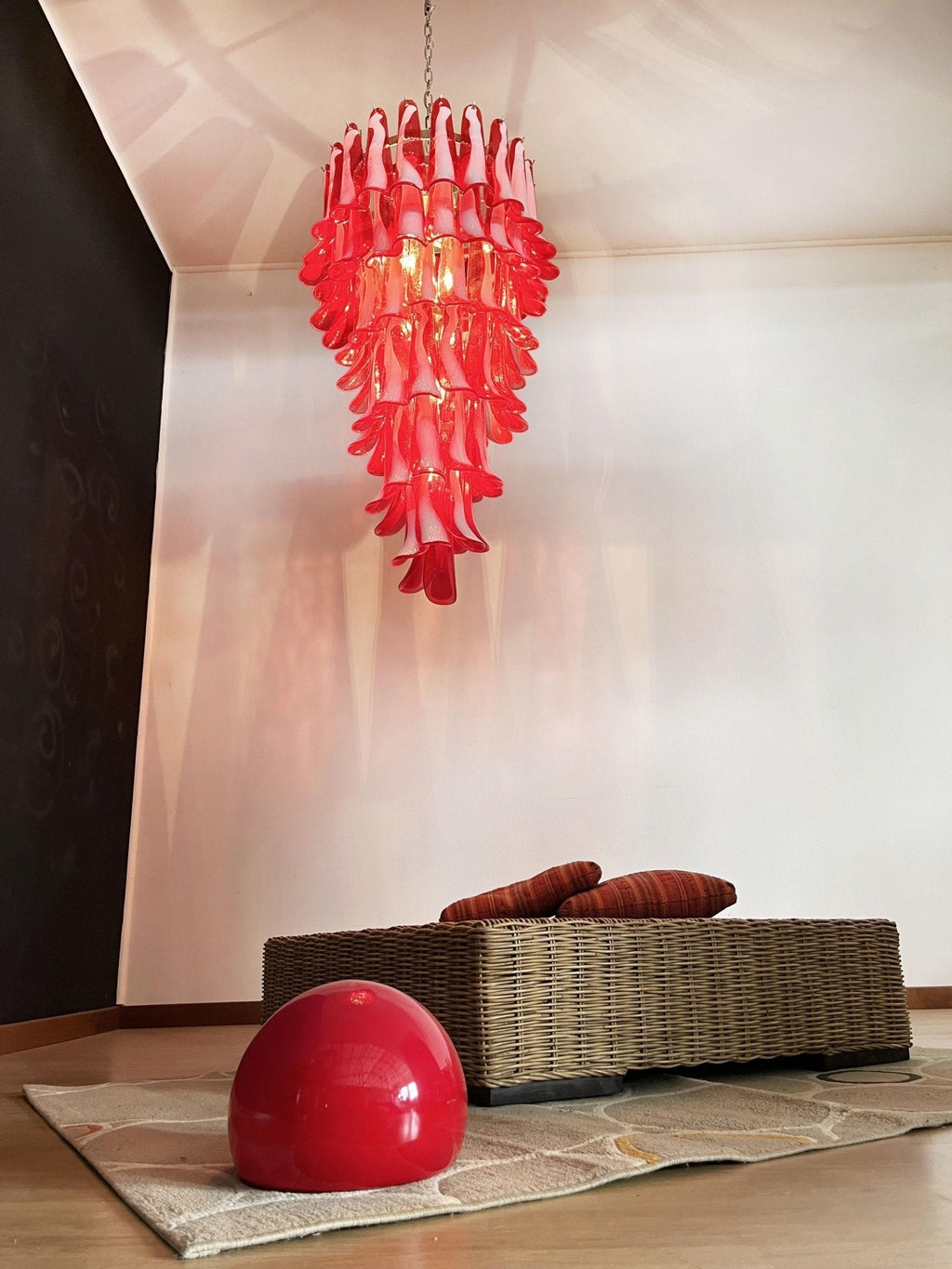 Designer Murano Red Petals Spiral Chandelier product image