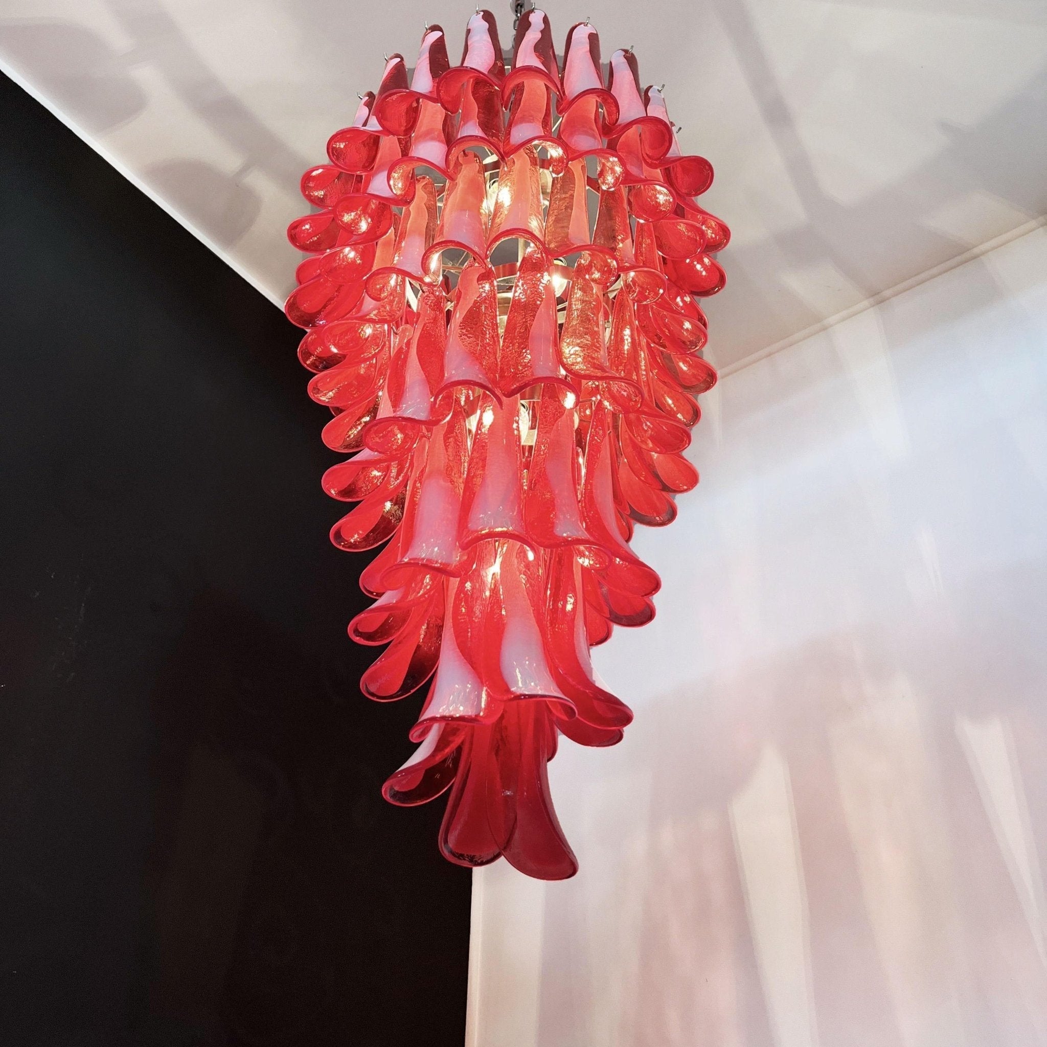 Designer Murano Red Petals Spiral Chandelier product image