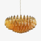 Designer Murano Rhombus Amber Poliedri Glass Chandelier product image