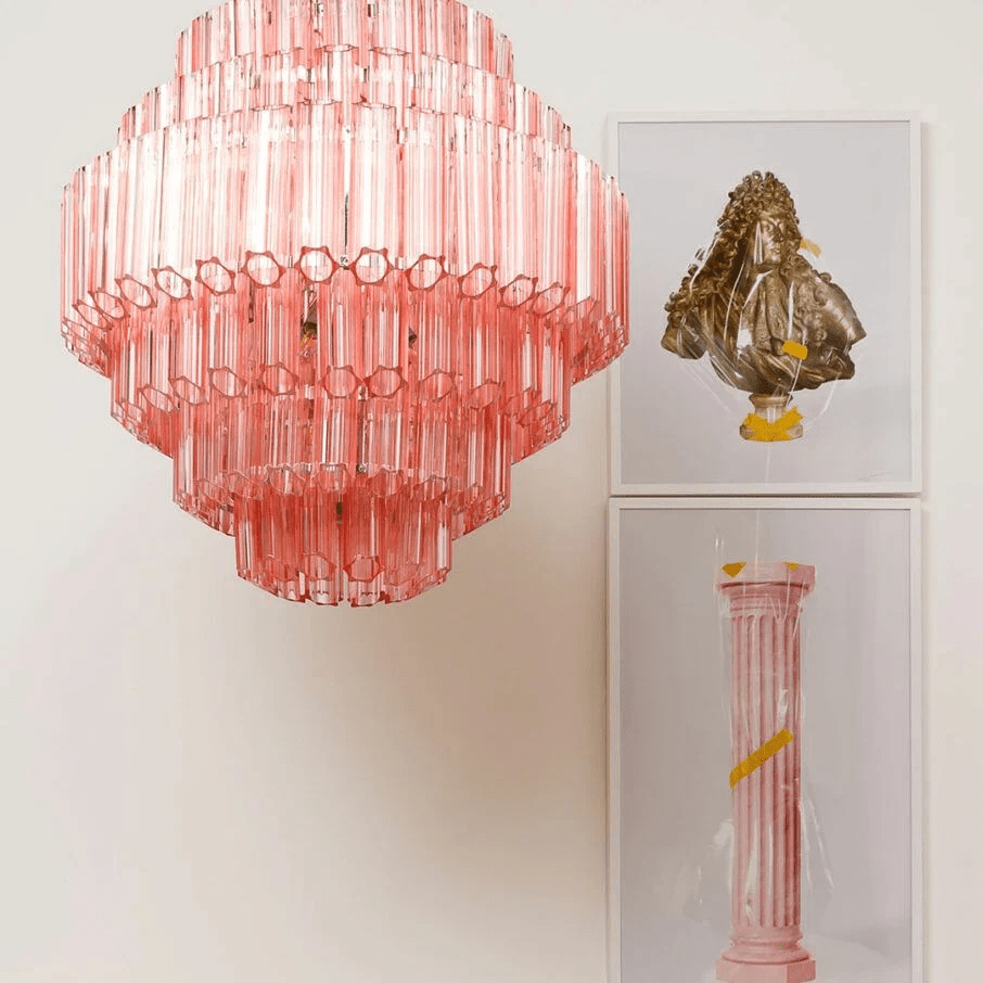 Designer Pink Palermo Murano Chandelier material and finish detail