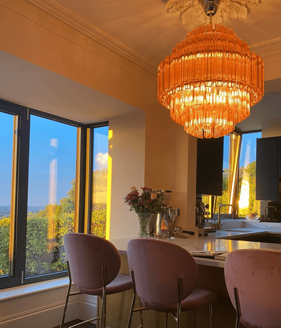 Designer Pink Palermo Murano Chandelier product image