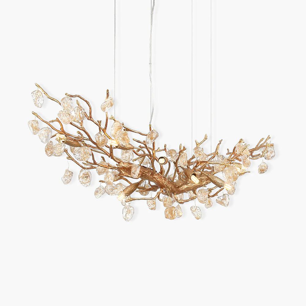 Designer Stone Crystal Brass Chandelier by Bling Lighting Studio