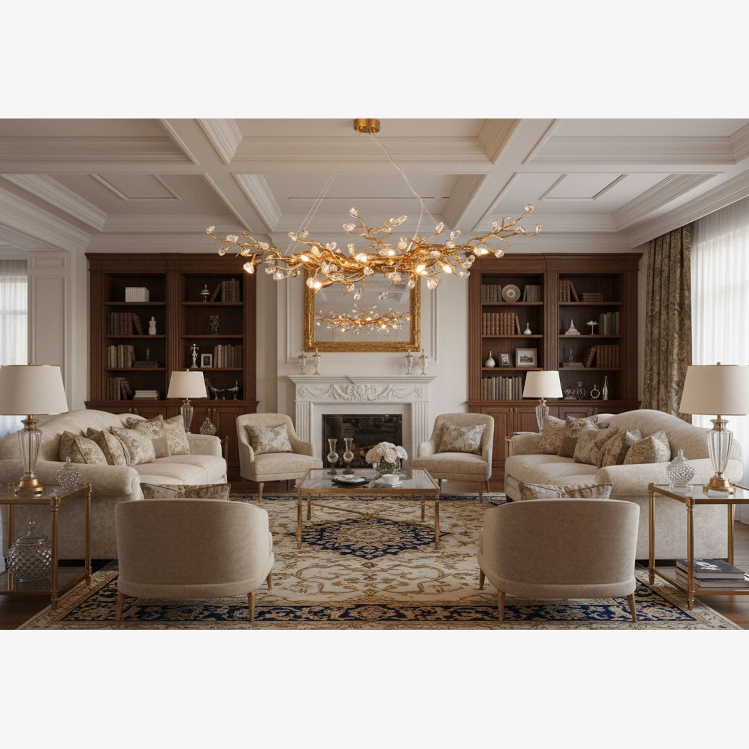 Designer Stone Crystal Brass Chandelier product image