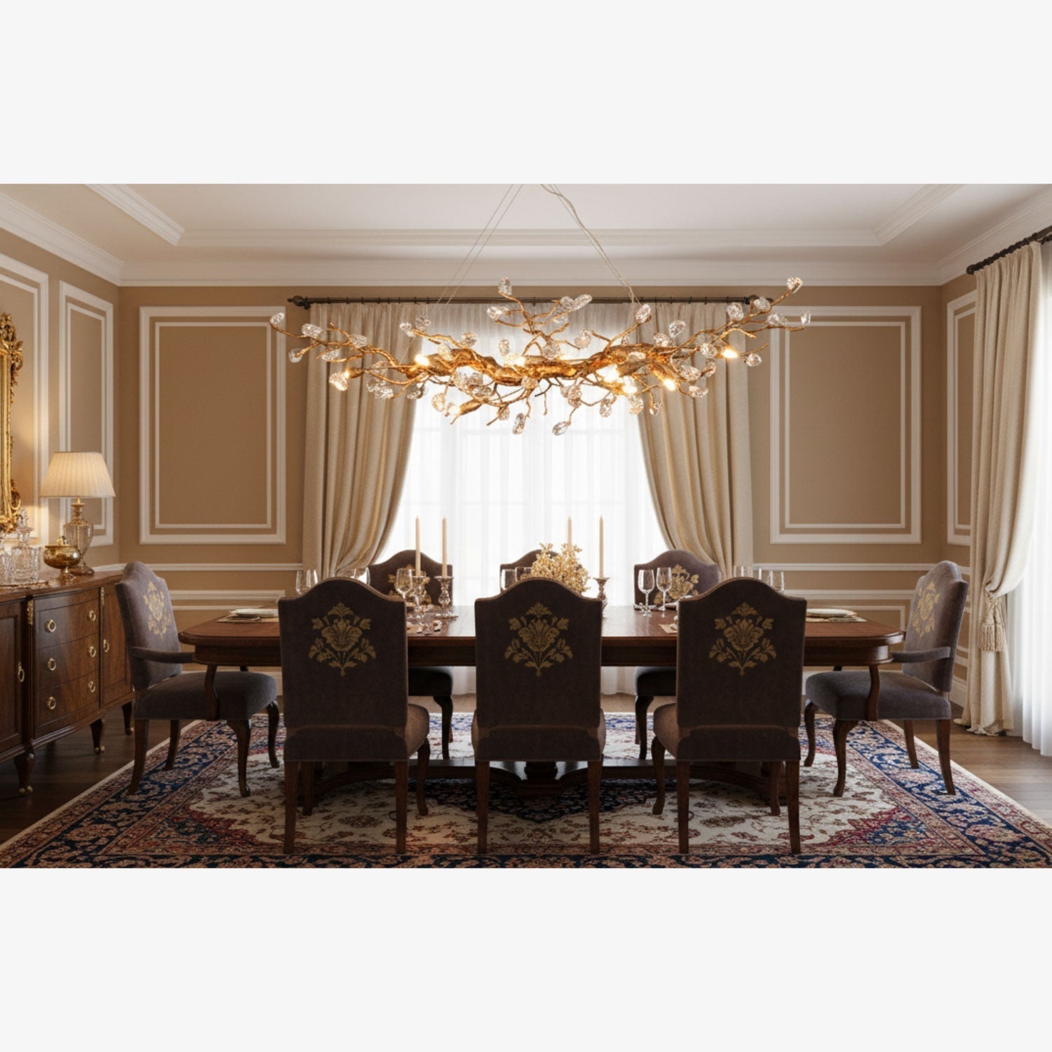 Designer Stone Crystal Brass Chandelier product image
