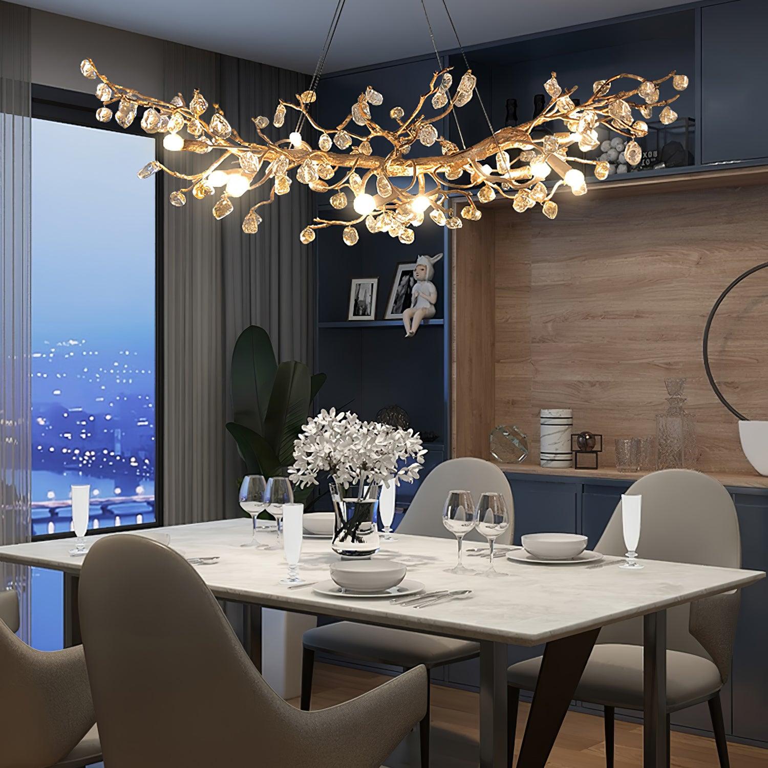 Designer Stone Crystal Brass Chandelier product image