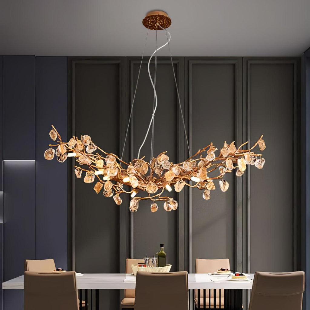 Designer Stone Crystal Brass Chandelier product image