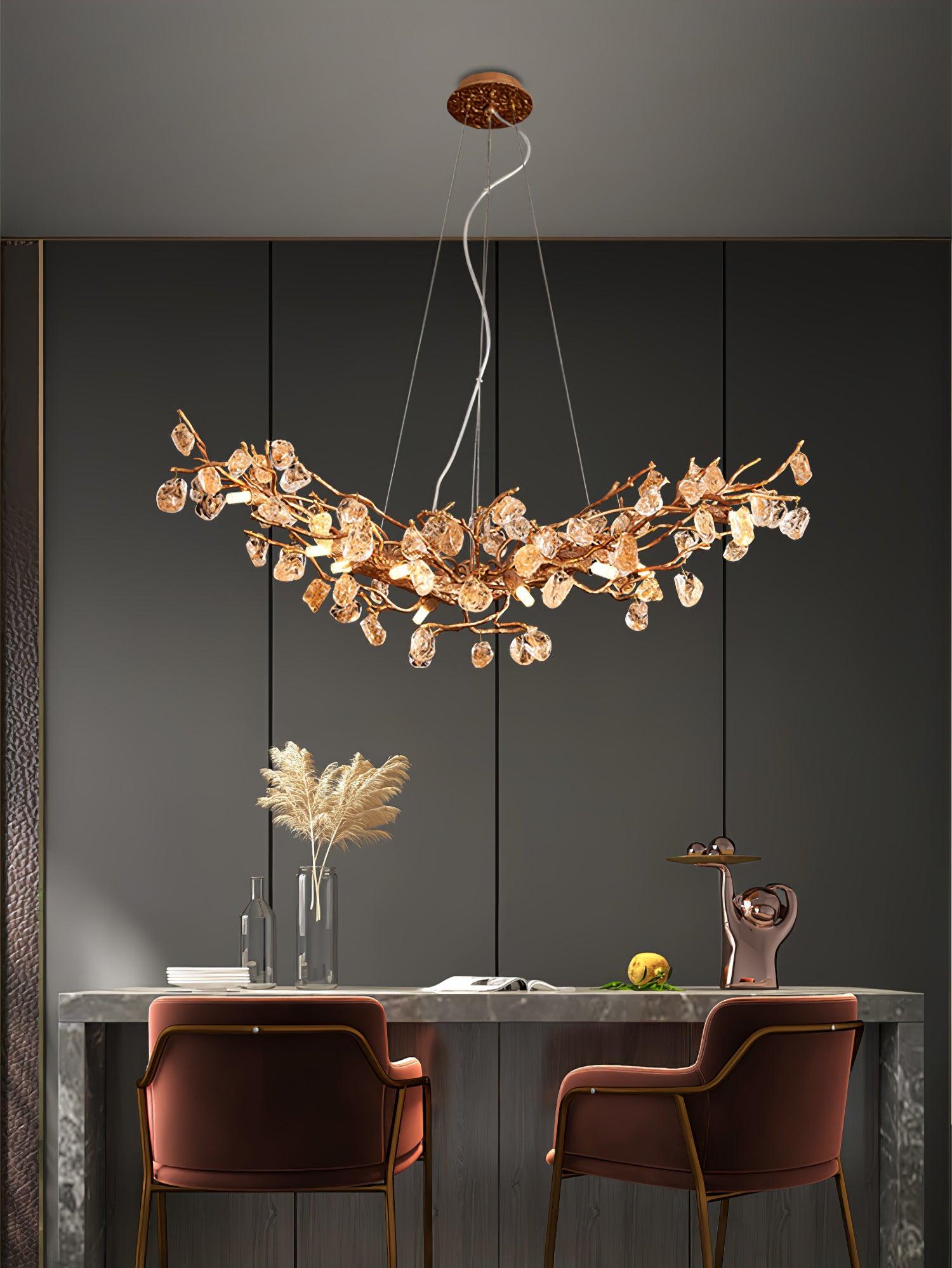 Designer Stone Crystal Brass Chandelier product image
