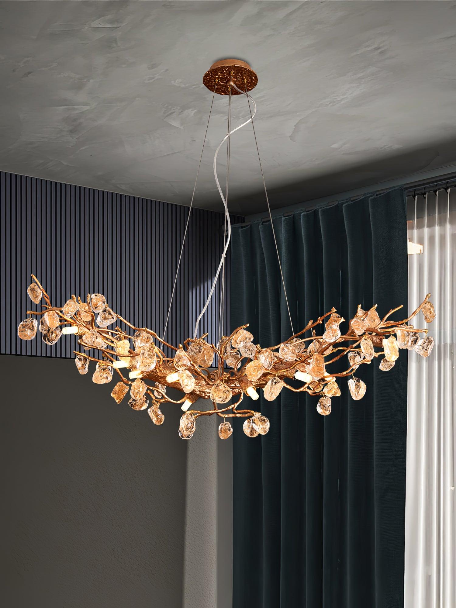 Designer Stone Crystal Brass Chandelier product image
