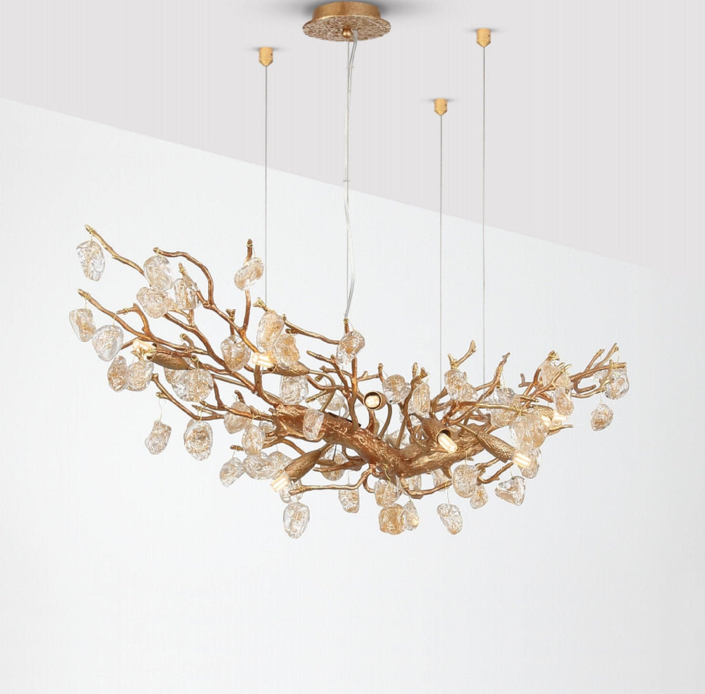 Designer Stone Crystal Brass Chandelier product image