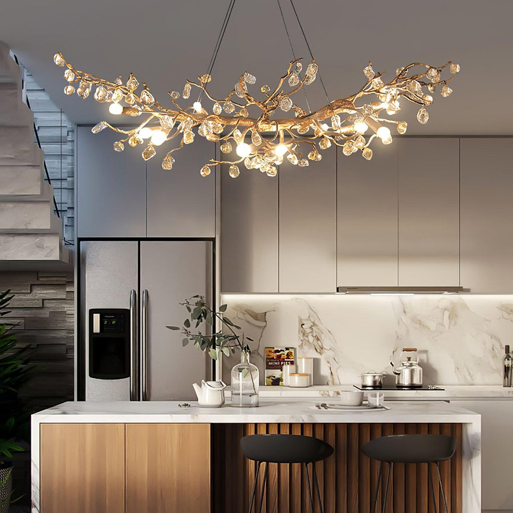 Designer Stone Crystal Brass Chandelier product image