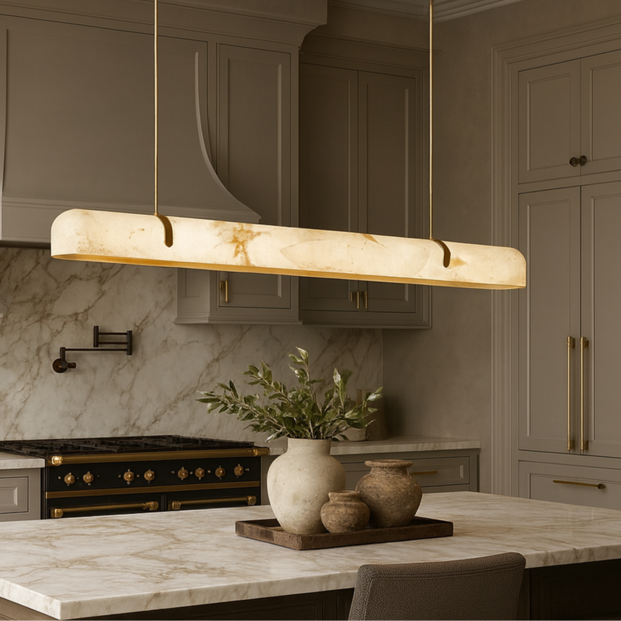 Windsor Alabaster Copper Linear Pendant by Bling Lighting Studio