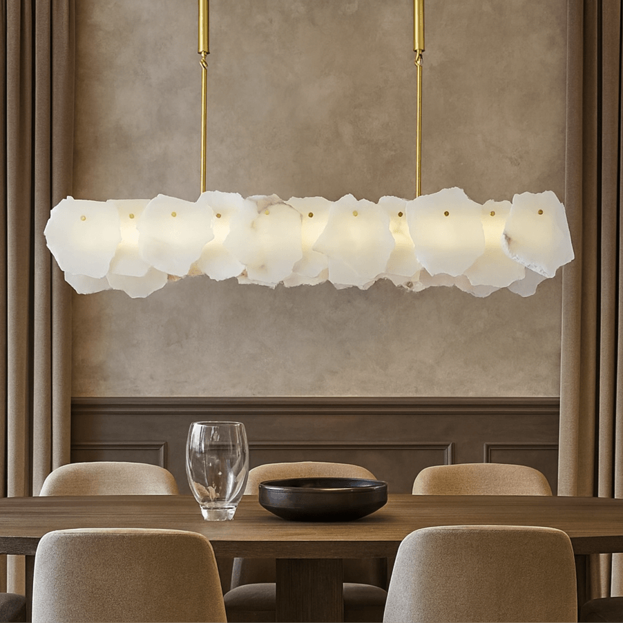 Norham Alabaster Linear Chandelier by Bling Lighting Studio
