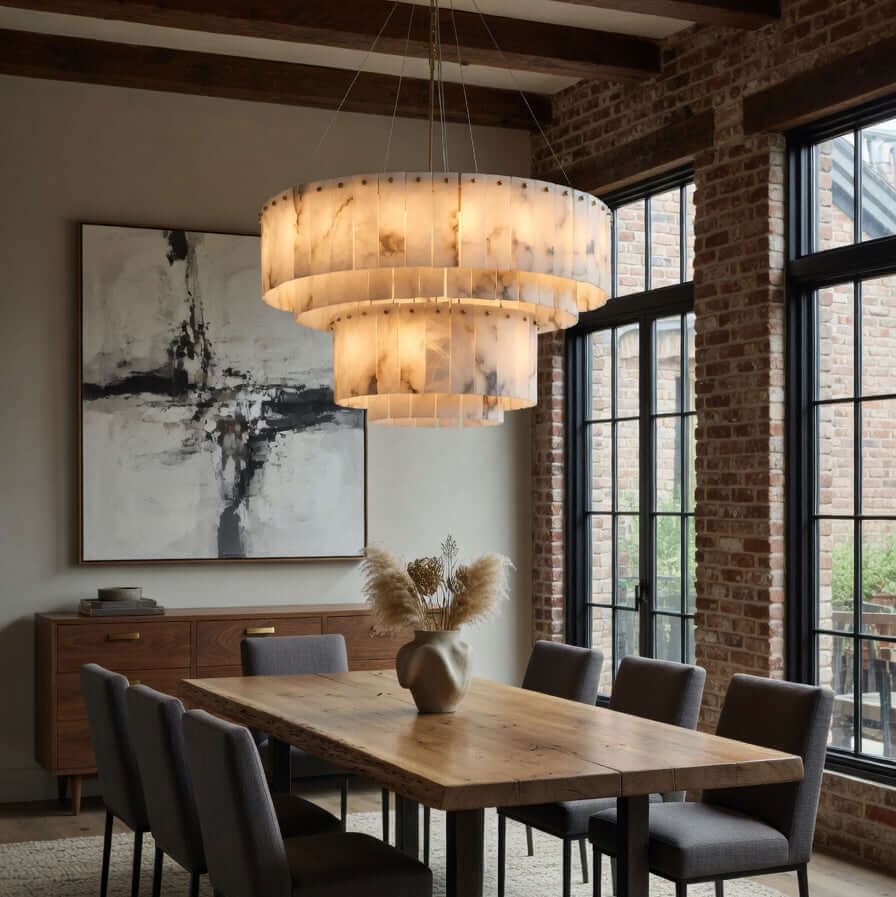 Oakley Layered Alabaster Chandelier - 31"