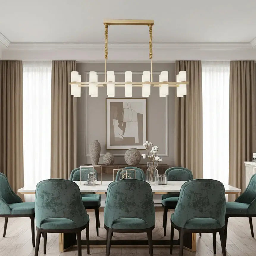Lunara Linear Alabaster Chandelier by Bling Lighting Studio