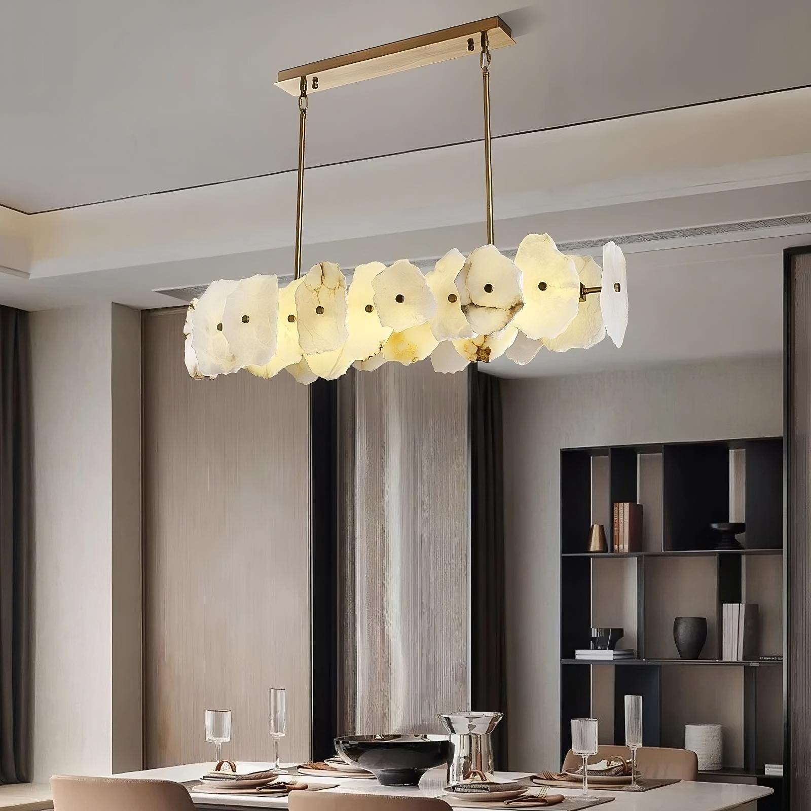Norham Alabaster Linear Chandelier detail view