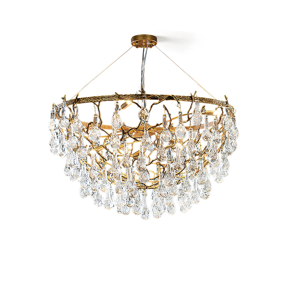 Doris Branch Brass Crystal Chandelier by Bling Lighting Studio