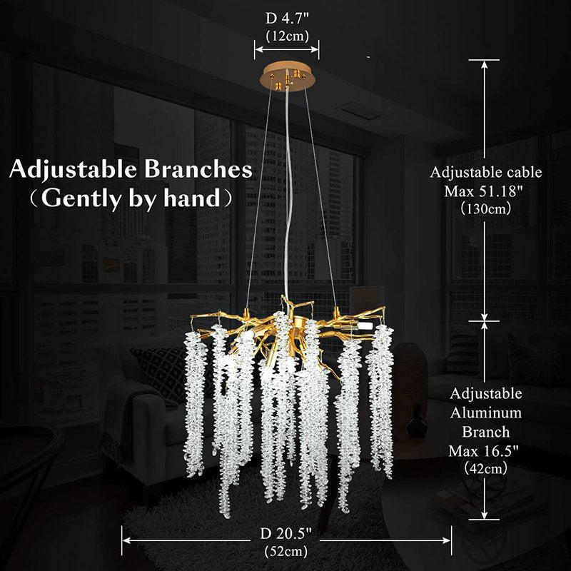 Doris White Crystal Branch Chandelier 20.5"D by Bling Lighting Studio