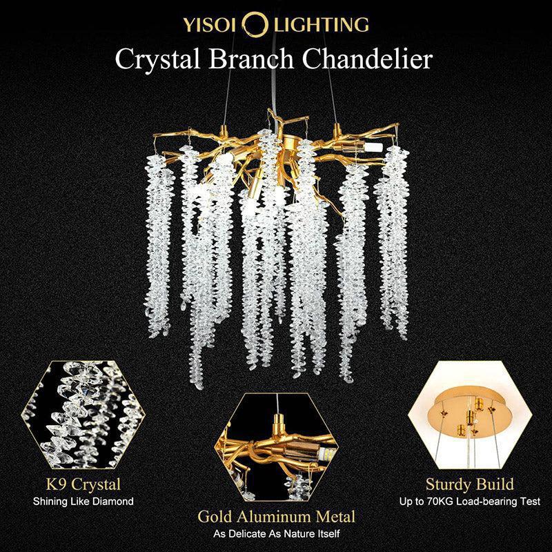 Doris White Crystal Branch Chandelier 20.5"D by Bling Lighting Studio