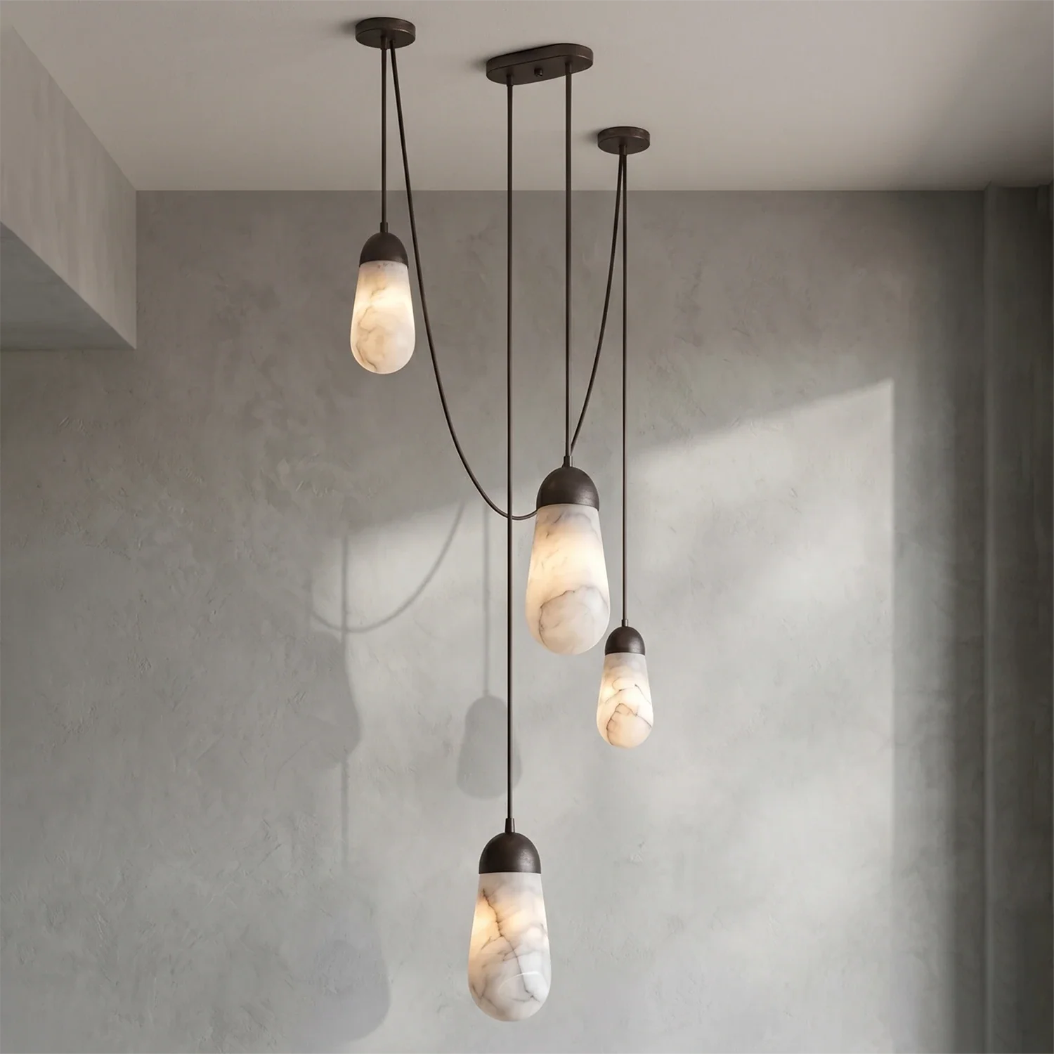 Droplet Natural Alabaster Multi-Chandelier