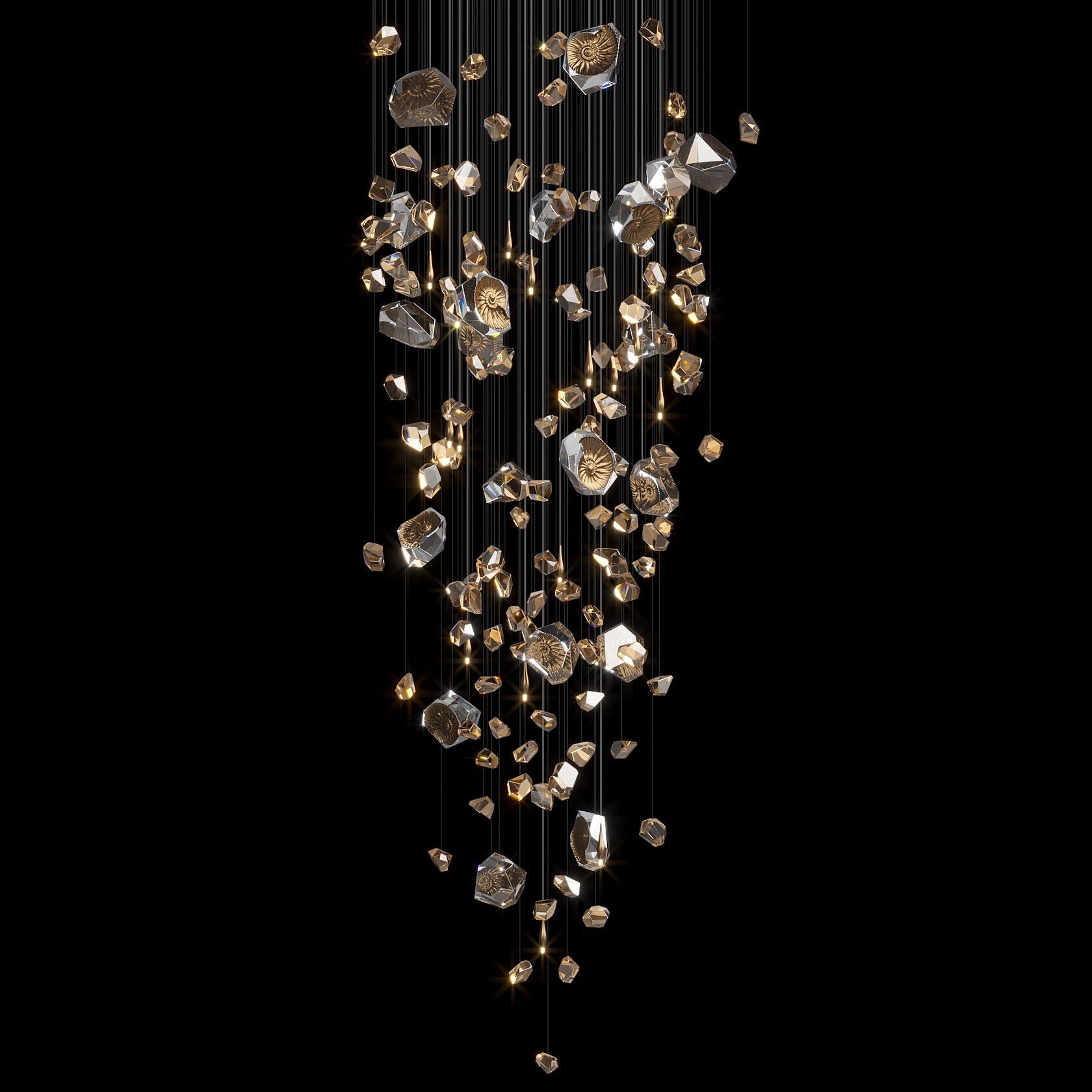 Champagne Crystal Meteor Chandelier