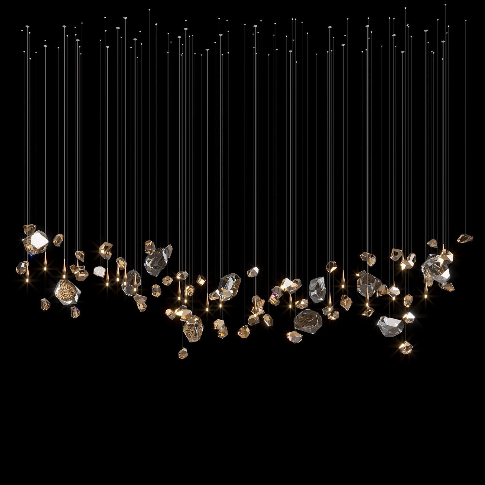 Champagne Crystal Meteor Chandelier