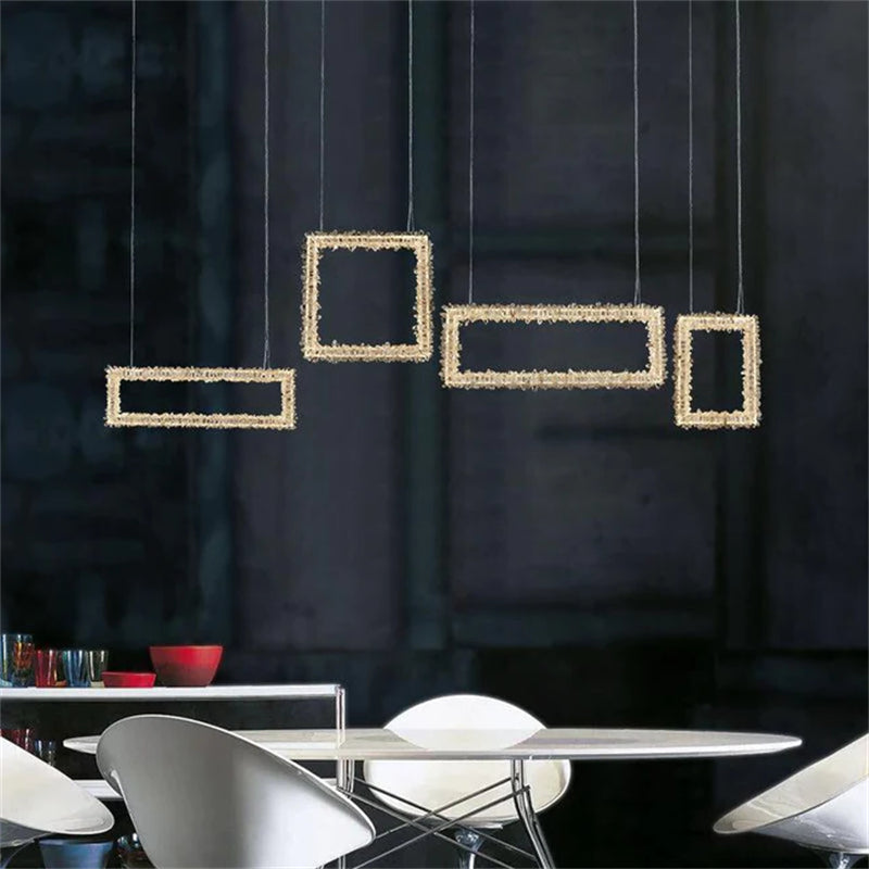 Echo Modern Rock Crystal Chandelier Over Dining Table by Bling Lighting Studio