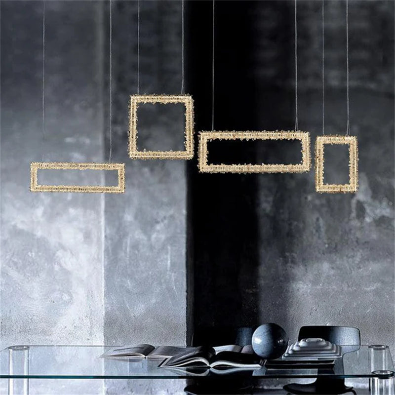 Echo Modern Rock Crystal Chandelier Over Dining Table by Bling Lighting Studio