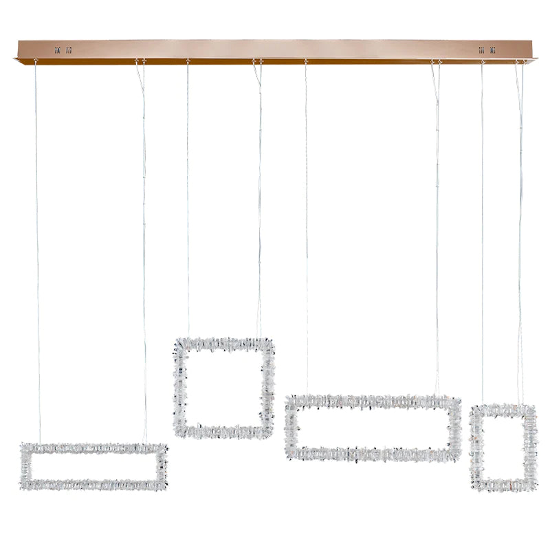 Echo Modern Rock Crystal Chandelier Over Dining Table by Bling Lighting Studio