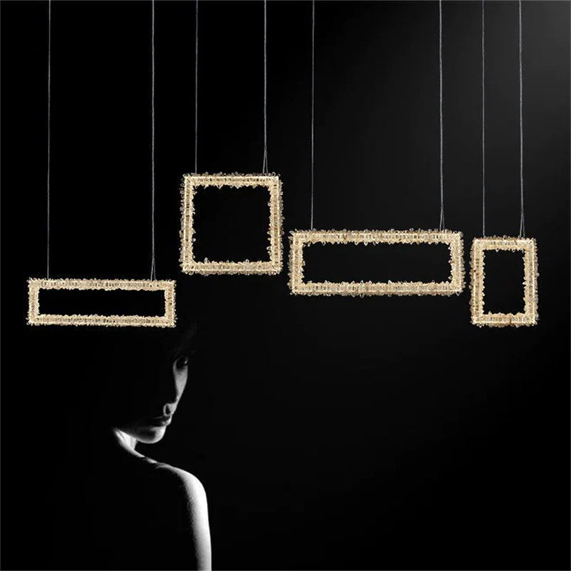 Echo Modern Rock Crystal Chandelier Over Dining Table by Bling Lighting Studio