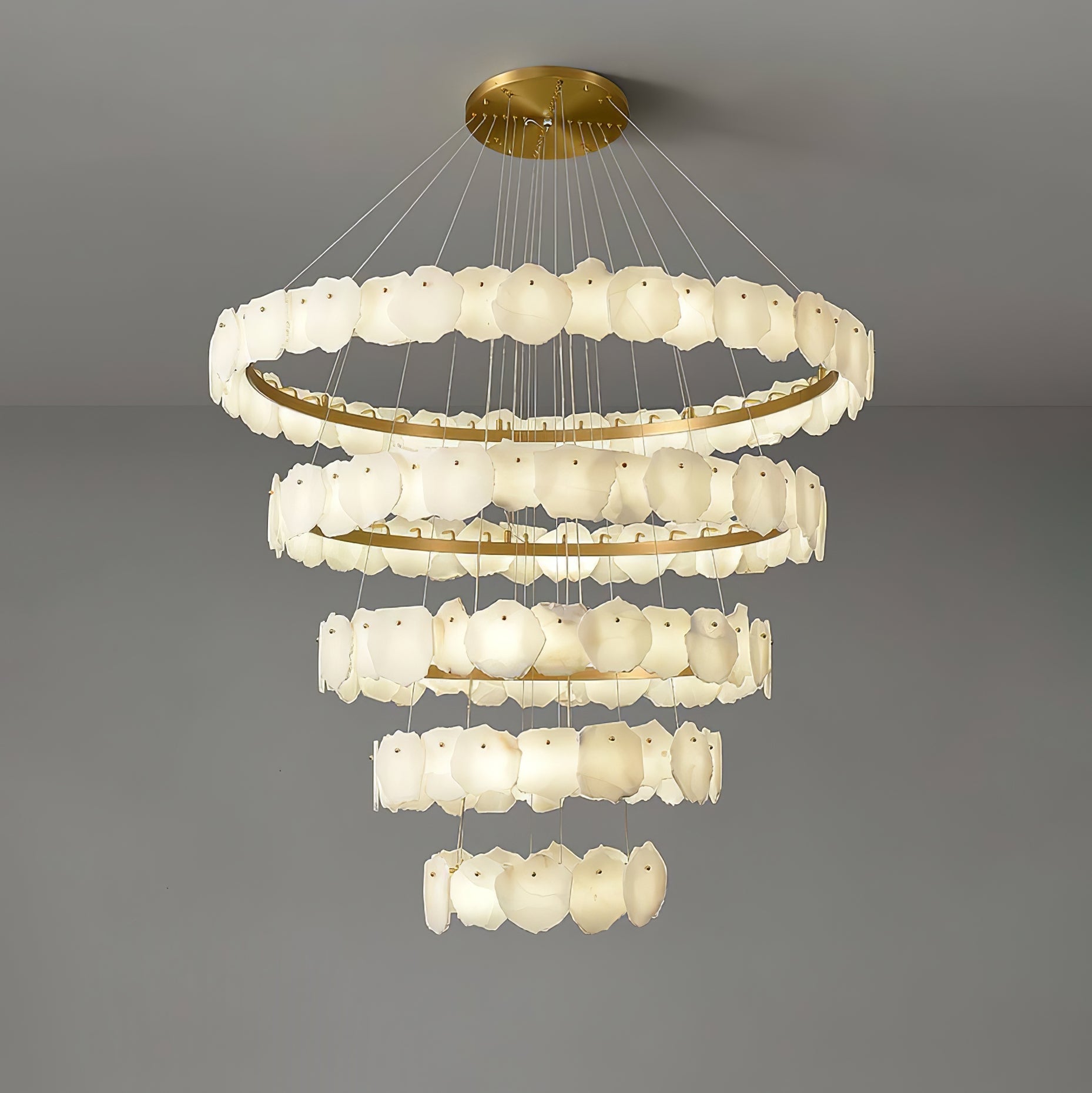 Ecliptica Spiral Alabaster Chandelier by Bling Lighting Studio