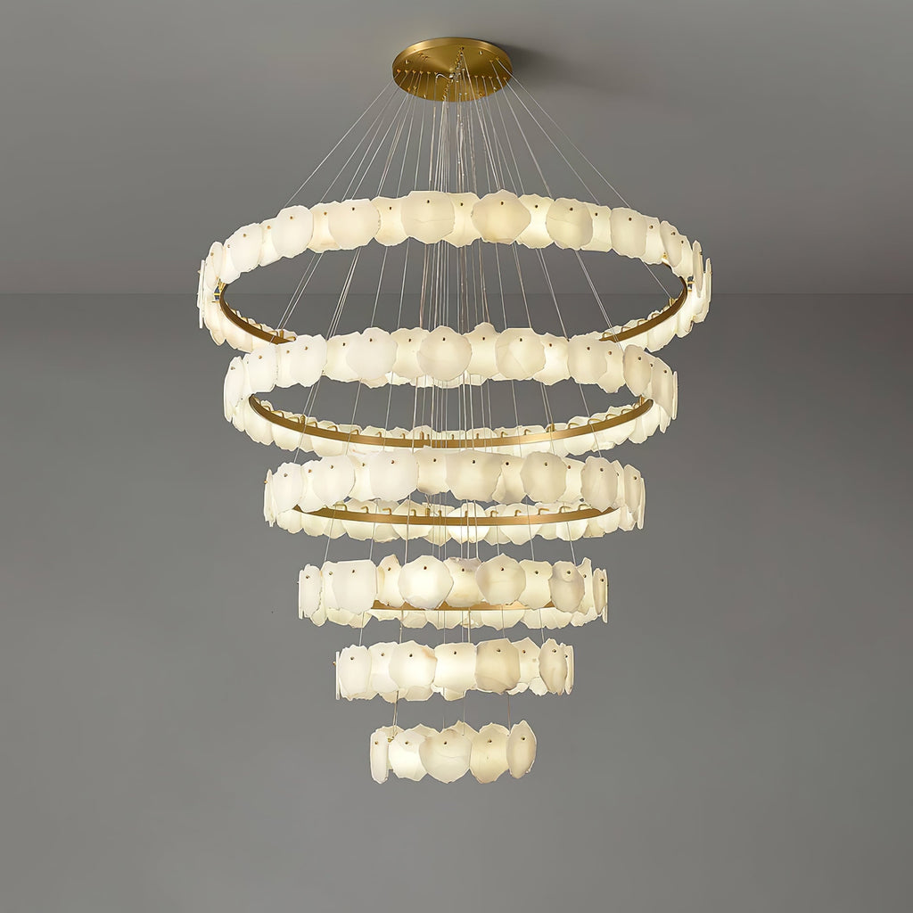 Ecliptica Spiral Alabaster Chandelier by Bling Lighting Studio