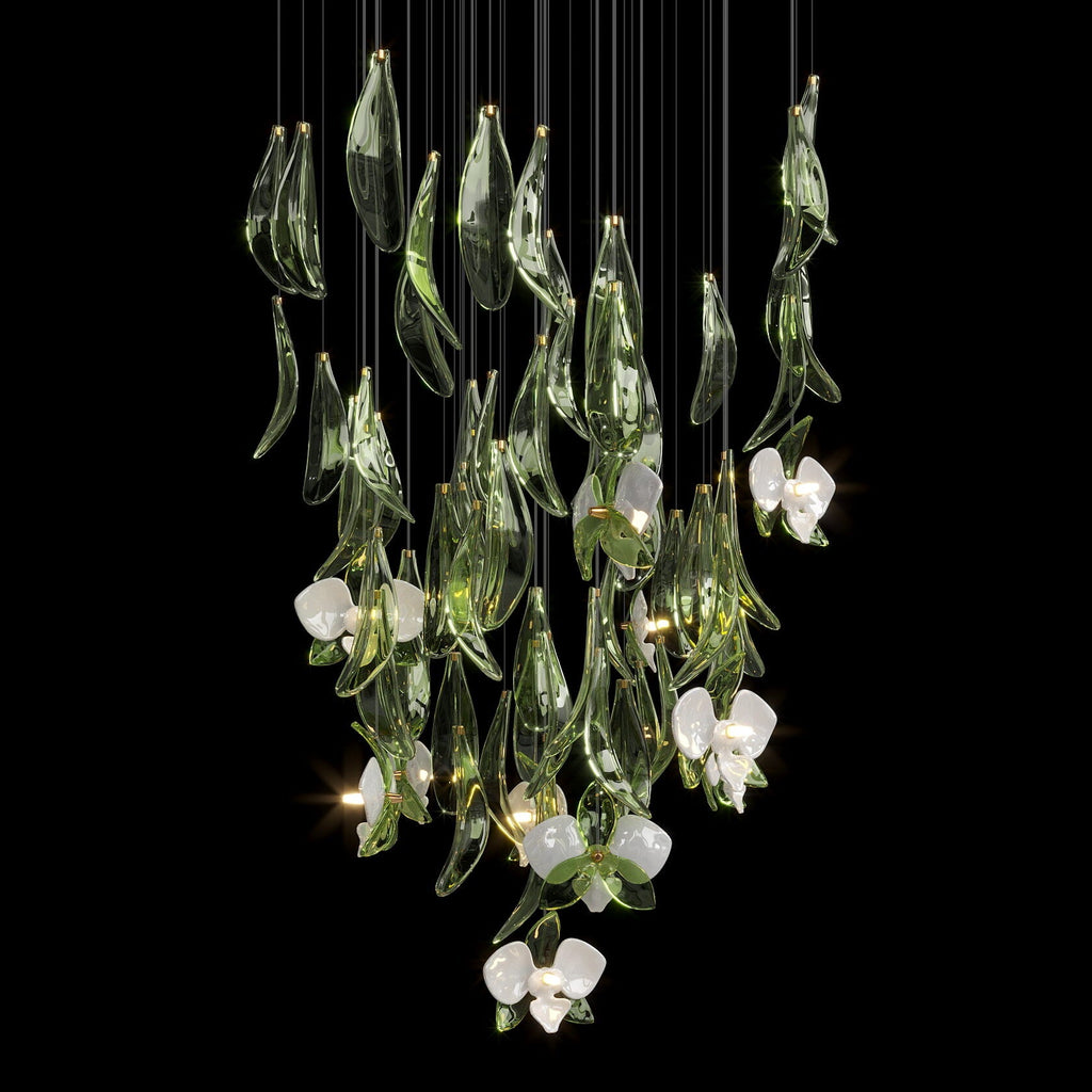 Green Orchid Cascade Chandelier