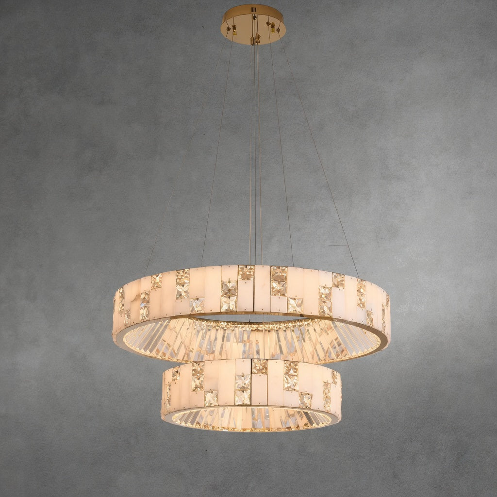 Edes Alabaster Crystal Chandelier material and finish detail