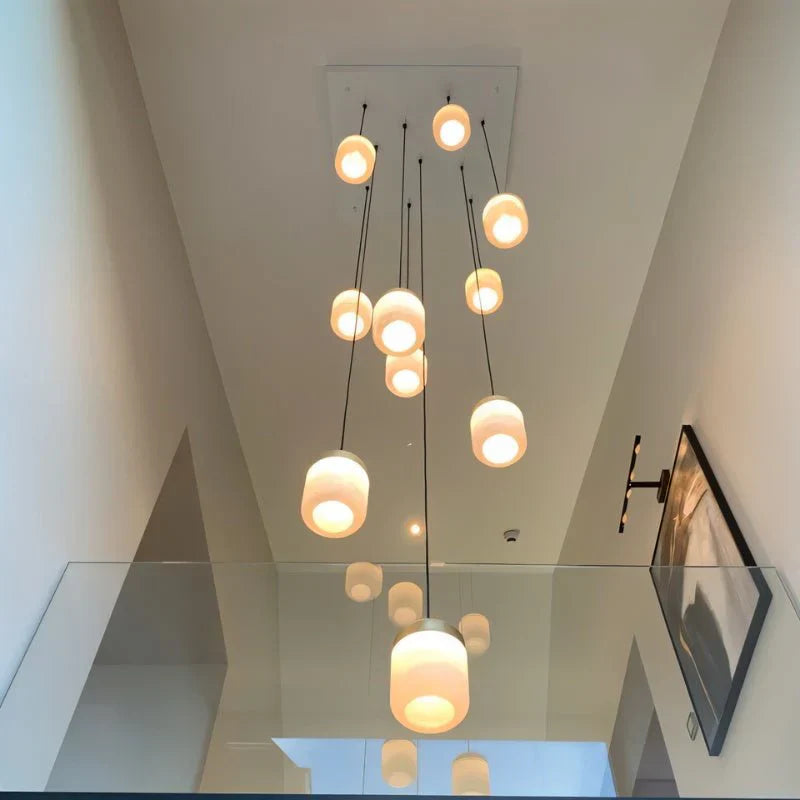 Modern Alabaster Staircase Chandelier for Living Room/Staircase/Foyer by Bling Lighting Studio