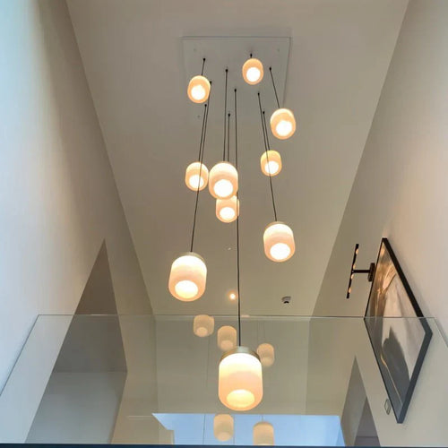 Modern Alabaster Staircase Chandelier for Living Room/Staircase/Foyer by Bling Lighting Studio
