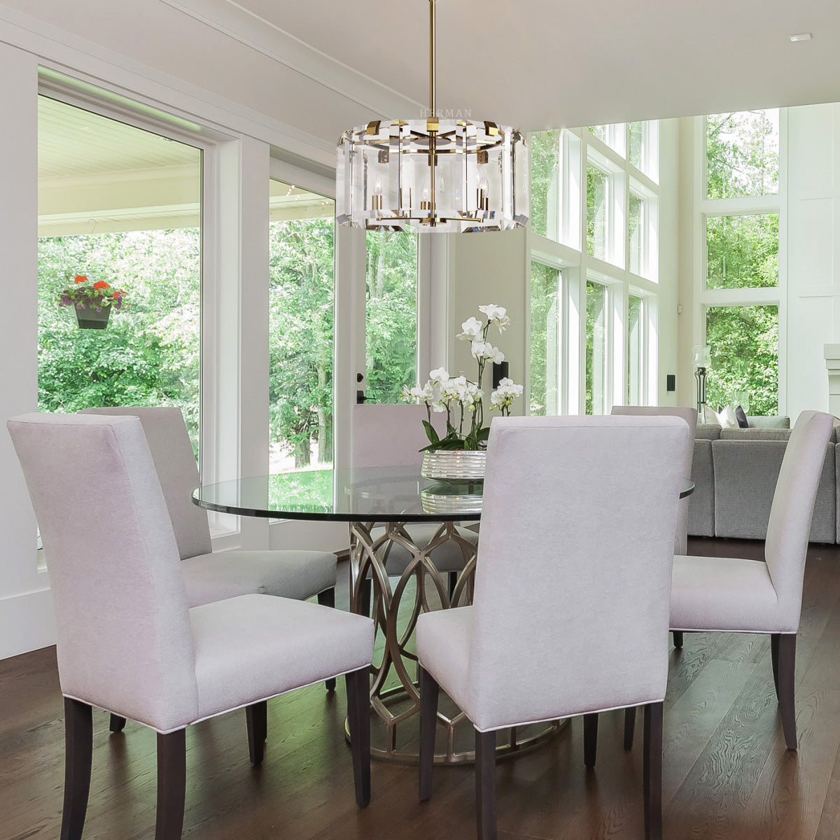 Elegant Amaya Round Chandelier 30" 38" 48" material and finish detail