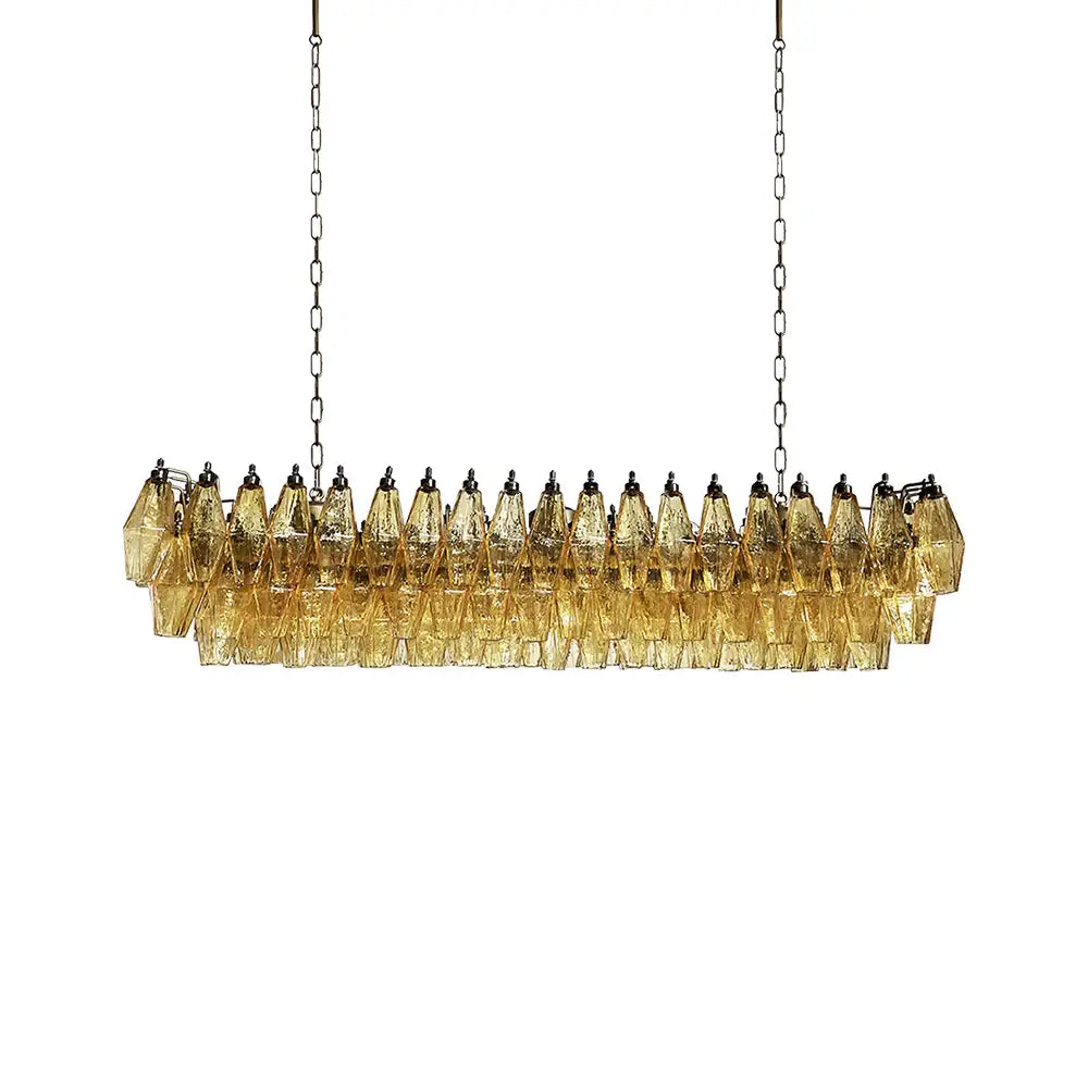 Elegant Amber Murano Poliedri Chandelier by Bling Lighting Studio