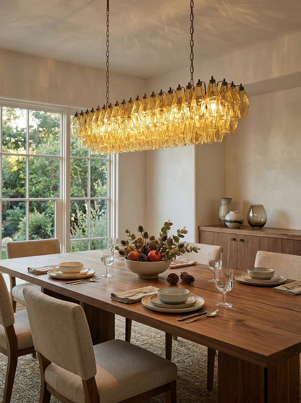 Elegant Amber Murano Poliedri Chandelier material and finish detail