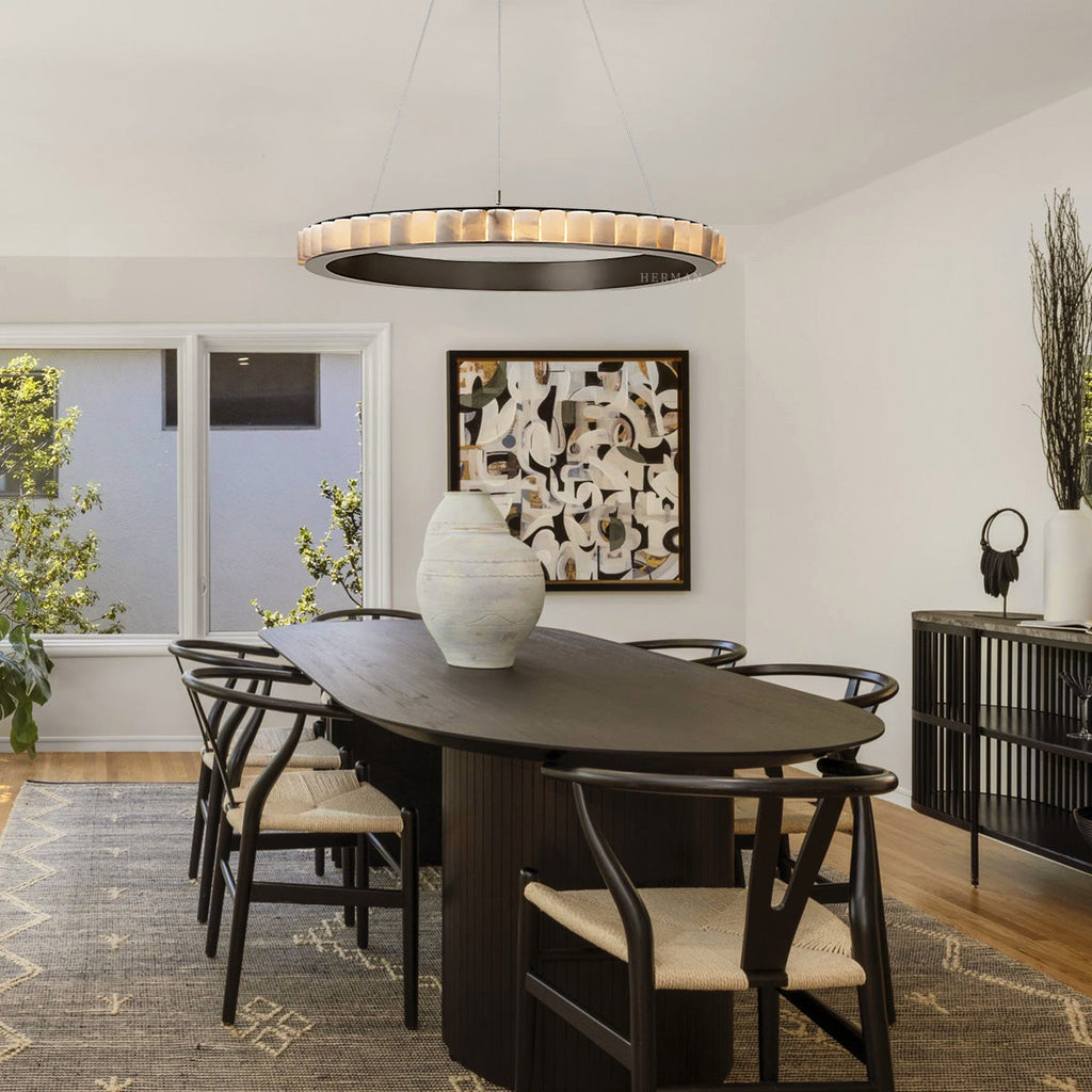 Elegant Avalon Alabaster Chandelier material and finish detail