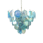Elegant Blue Murano Disc Chandelier by Bling Lighting Studio