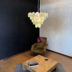 Elegant Blue Murano Disc Chandelier material and finish detail