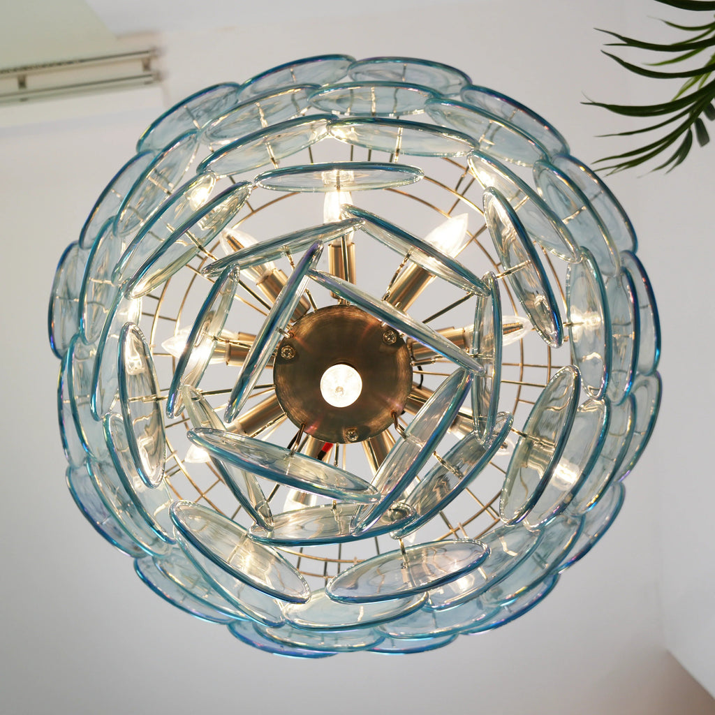 Elegant Blue Murano Disc Chandelier product image