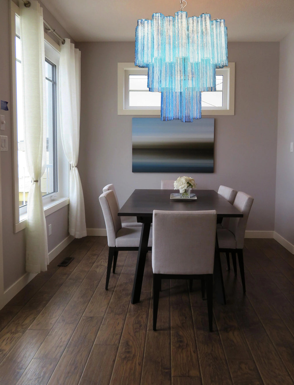 Elegant Blue Murano Glass Tube Chandelier product image